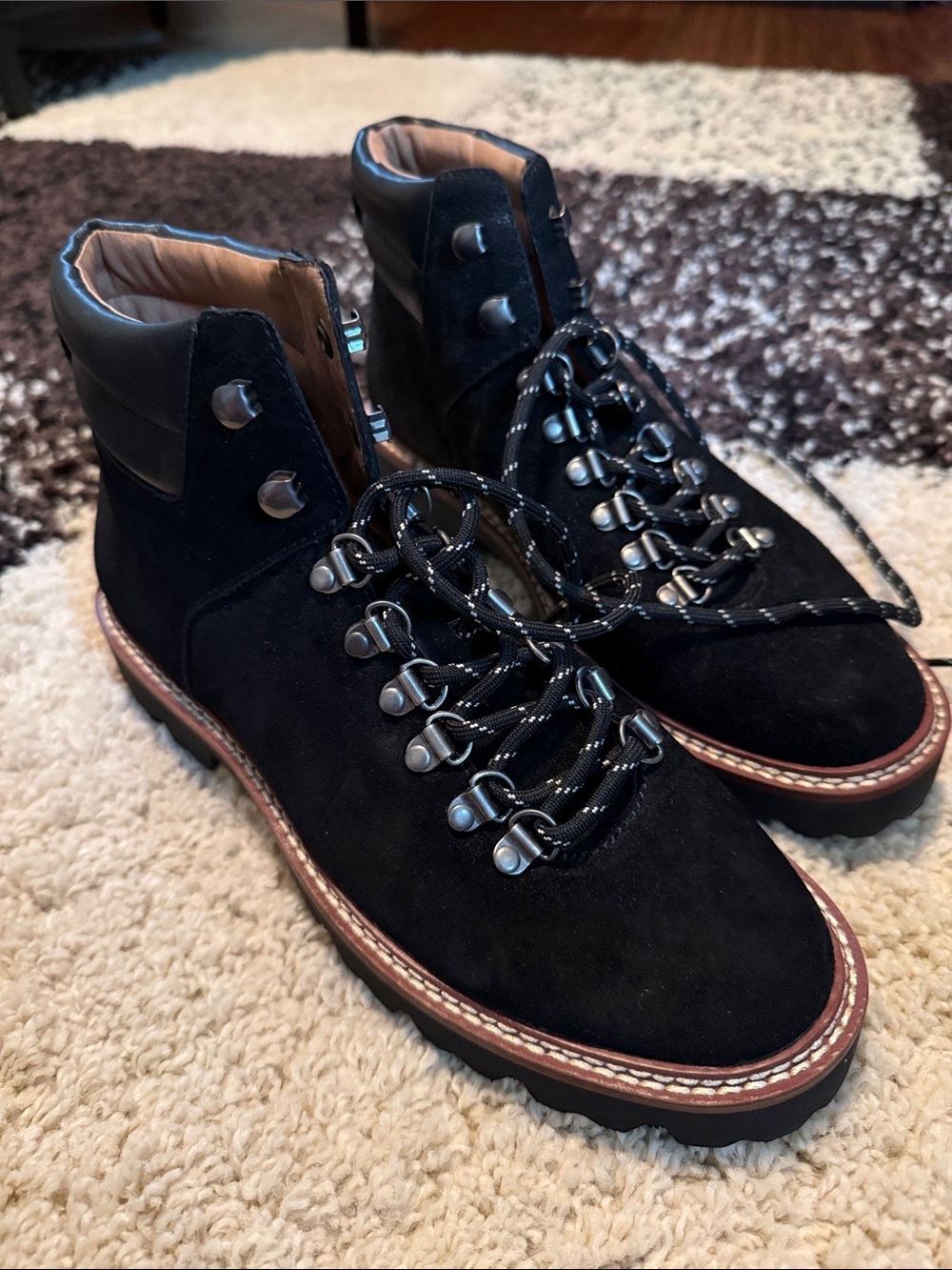Madewell Women’s Black Suede Lace-Up Hiker Boots size 7 NWOT